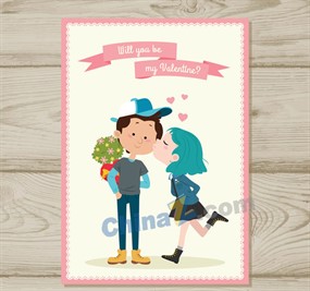 可爱情人节情侣卡片矢量素材